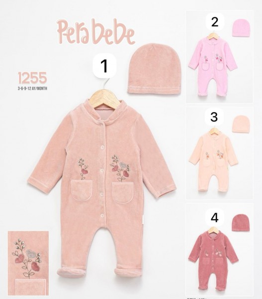Велюровый Человечек Для Девочки Pera Bebe (3-6-9-12мес.)