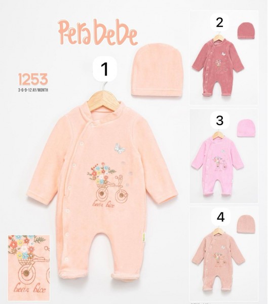 Велюровый Человечек Для Девочки Pera Bebe (3-6-9-12мес.)