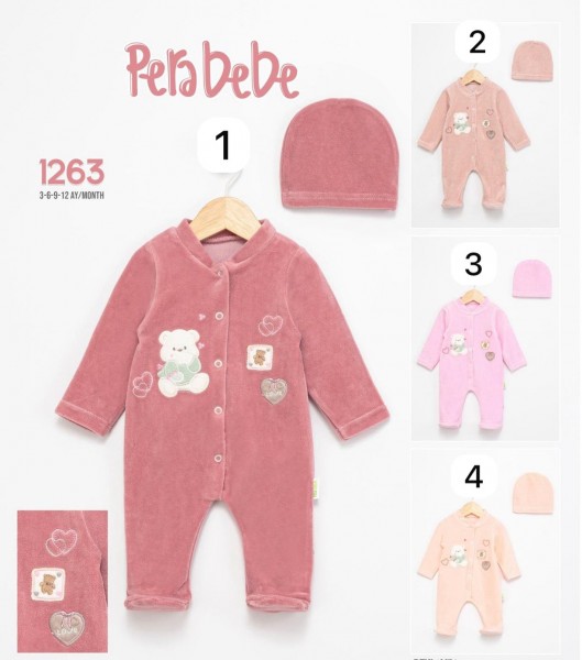 Велюровый Человечек Для Девочки Pera Bebe (3-6-9-12мес.)
