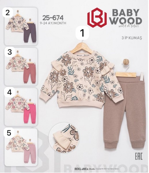 Трикотажный Костюм Тринитка На Флисе Для Девочки Baby Wood (9-12-18-24мес.)