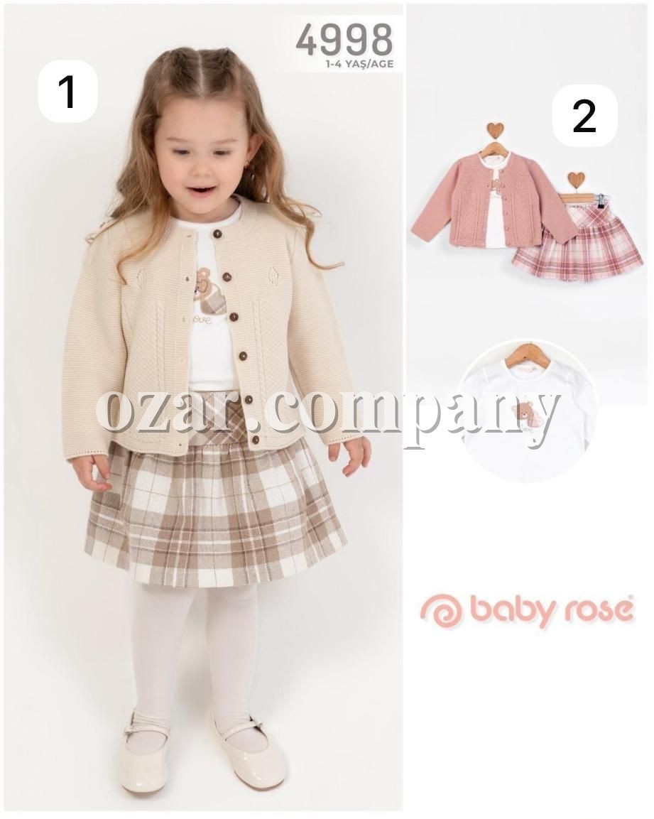 Костюм Тройка Для Девочки Baby Rose (1-2-3-4лет)  Костюм Тройка Для Девочки Baby Rose (1-2-3-4лет)