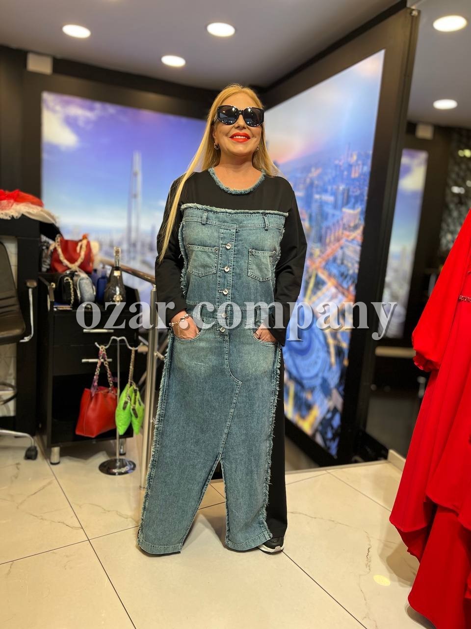 Женское Джинсовое Платье Iness (Большие размеры) Женское Джинсовое Платье Iness (Большие размеры)