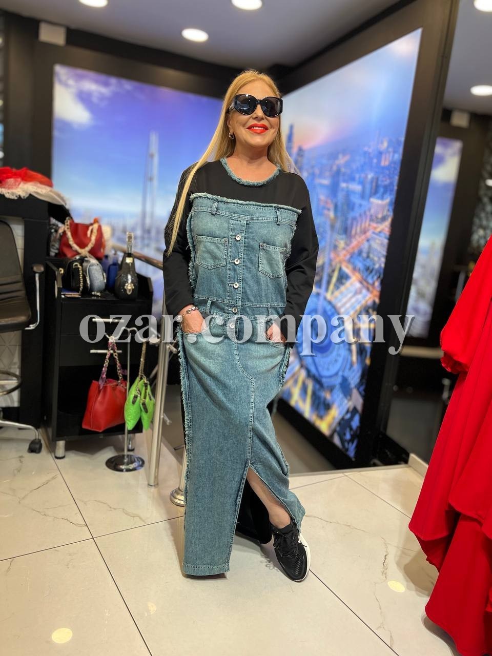 Женское Джинсовое Платье Iness (Большие размеры) Женское Джинсовое Платье Iness (Большие размеры)