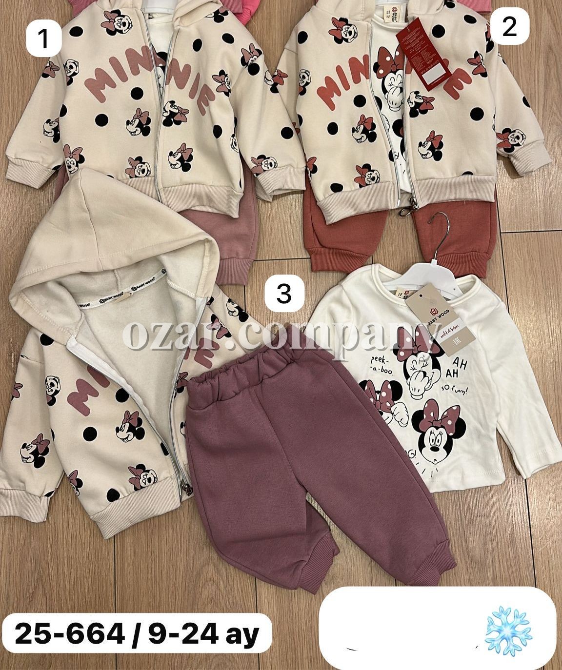 Трикотажный Костюм Тройка На Флисе Для Девочки Baby Wood (9-12-18-24мес.)