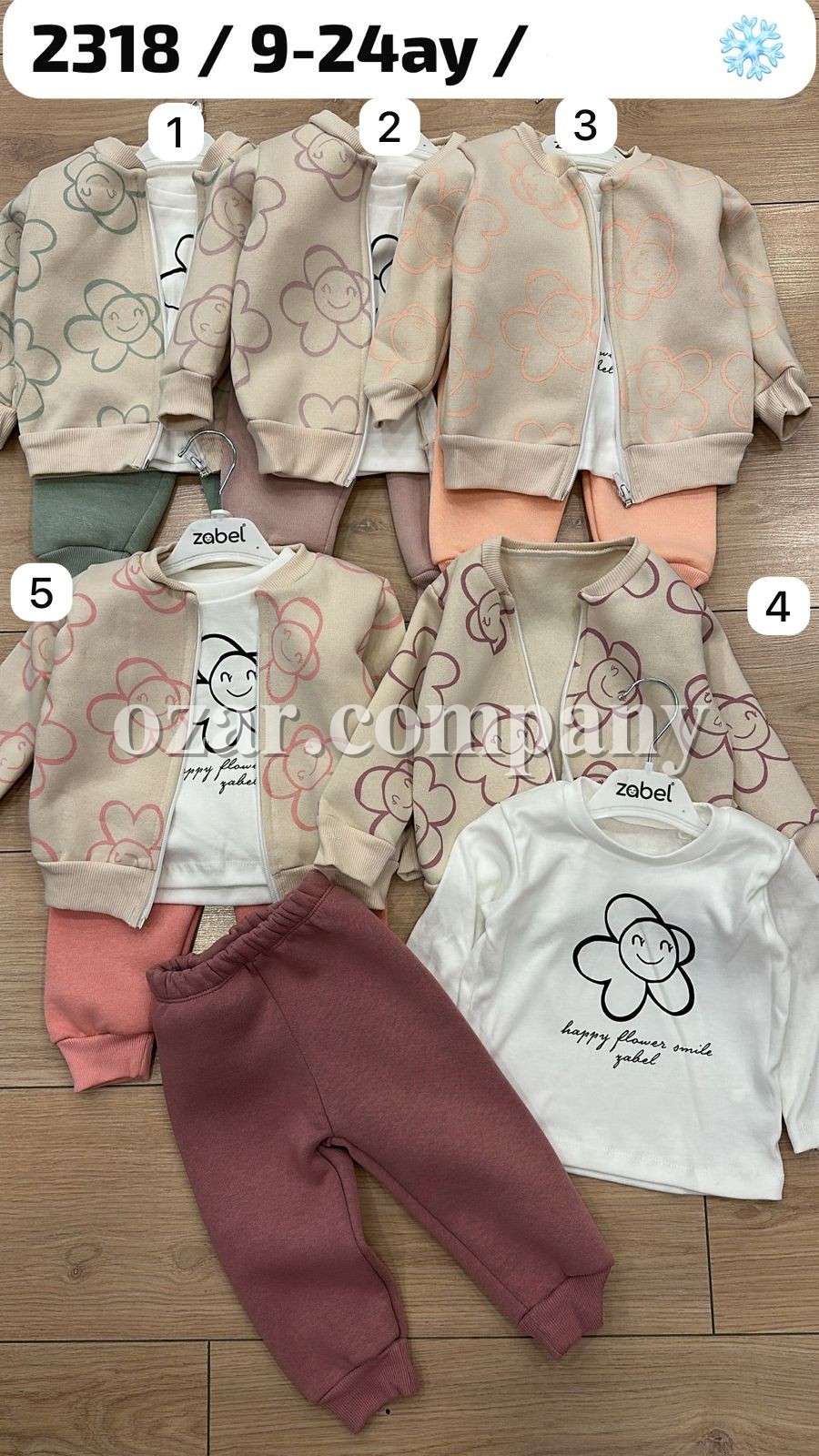 Трикотажный Костюм Тройка Для Девочки Zabel (9-12-18-24мес.) Трикотажный Костюм Тройка Для Девочки Zabel (9-12-18-24мес.)