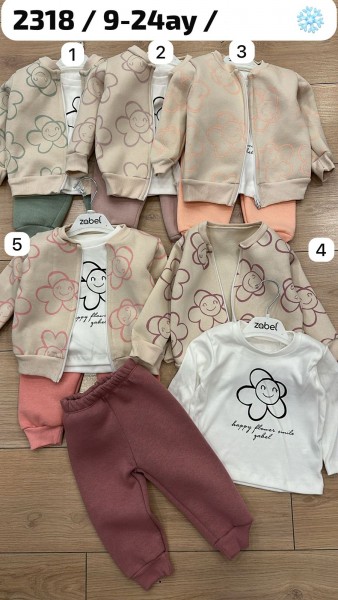 Трикотажный Костюм Тройка Для Девочки Zabel (9-12-18-24мес.) Трикотажный Костюм Тройка Для Девочки Zabel (9-12-18-24мес.)