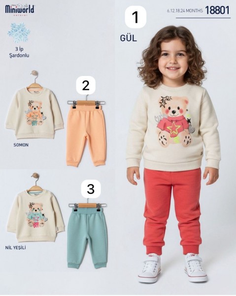 Трикотажный Костюм Тринитка На Флисе Для Девочки Miniworld (6-12-18-24мес.) Трикотажный Костюм Тринитка На Флисе Для Девочки Miniworld (6-12-18-24мес.)