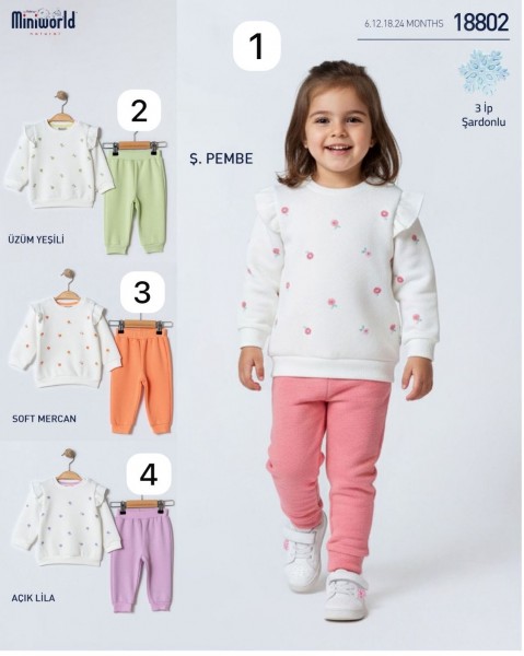 Трикотажный Костюм Тринитка На Флисе Для Девочки Miniworld (9-12-18-24мес.) Трикотажный Костюм Тринитка На Флисе Для Девочки Miniworld (9-12-18-24мес.)