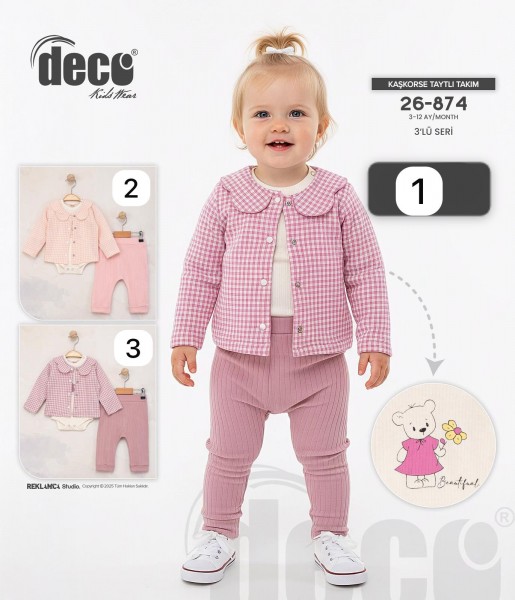 Комплект Для Девочки Deco (3-6/6-9/9-12мес.) Комплект Для Девочки Deco (3-6/6-9/9-12мес.)