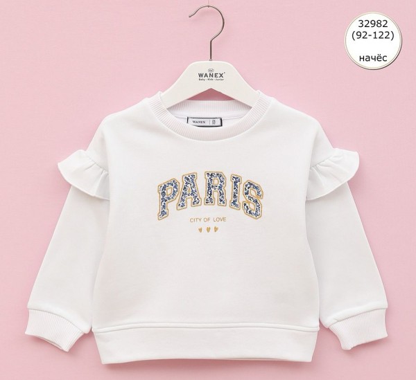Свитшот На Флисе Для Девочки Wanex (2-3-4-5-6-7лет)  Свитшот На Флисе Для Девочки Wanex (2-3-4-5-6-7лет)