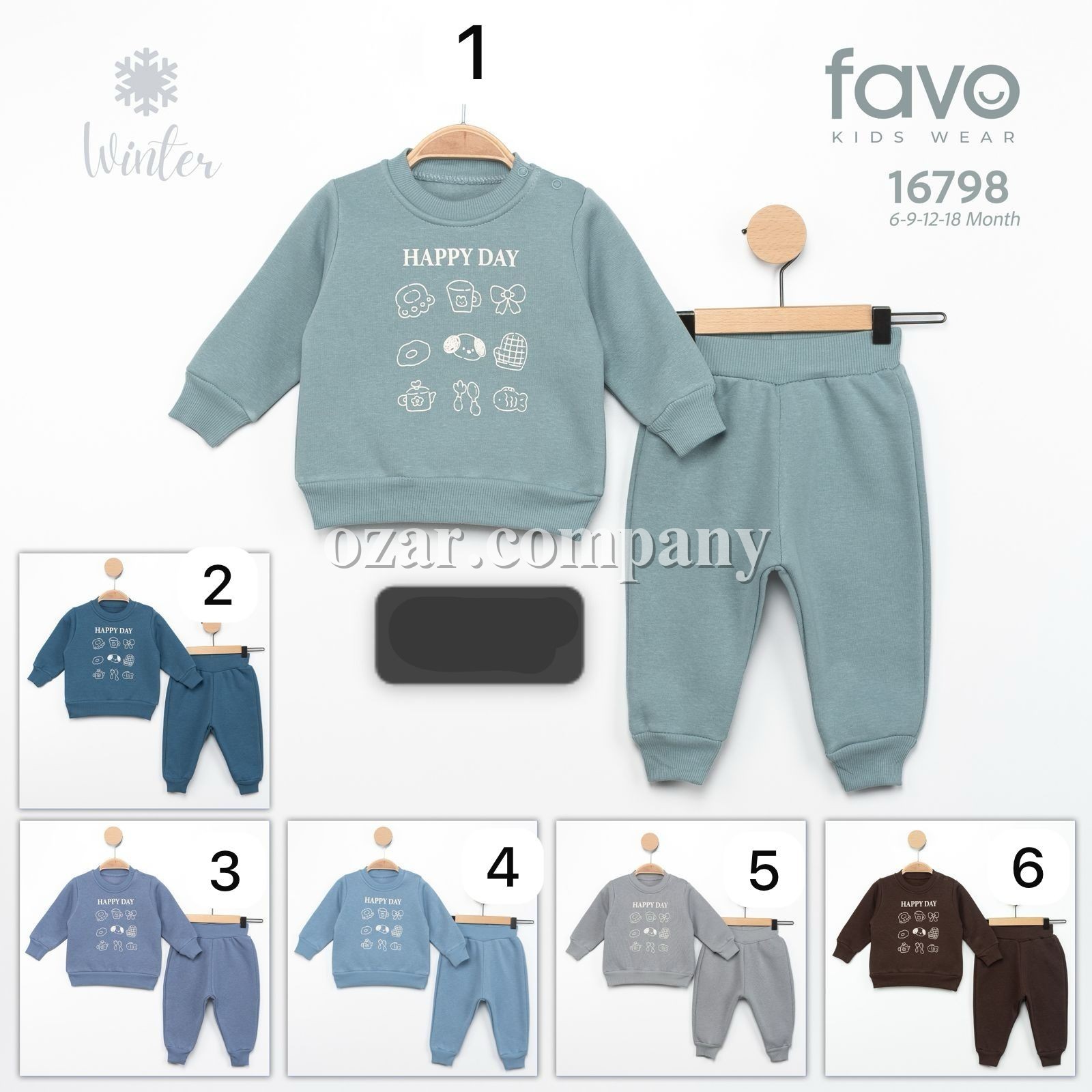 Трикотажный Костюм Тринитка На Флисе Для Новорождённых Favo (6-9-12-18мес.) 