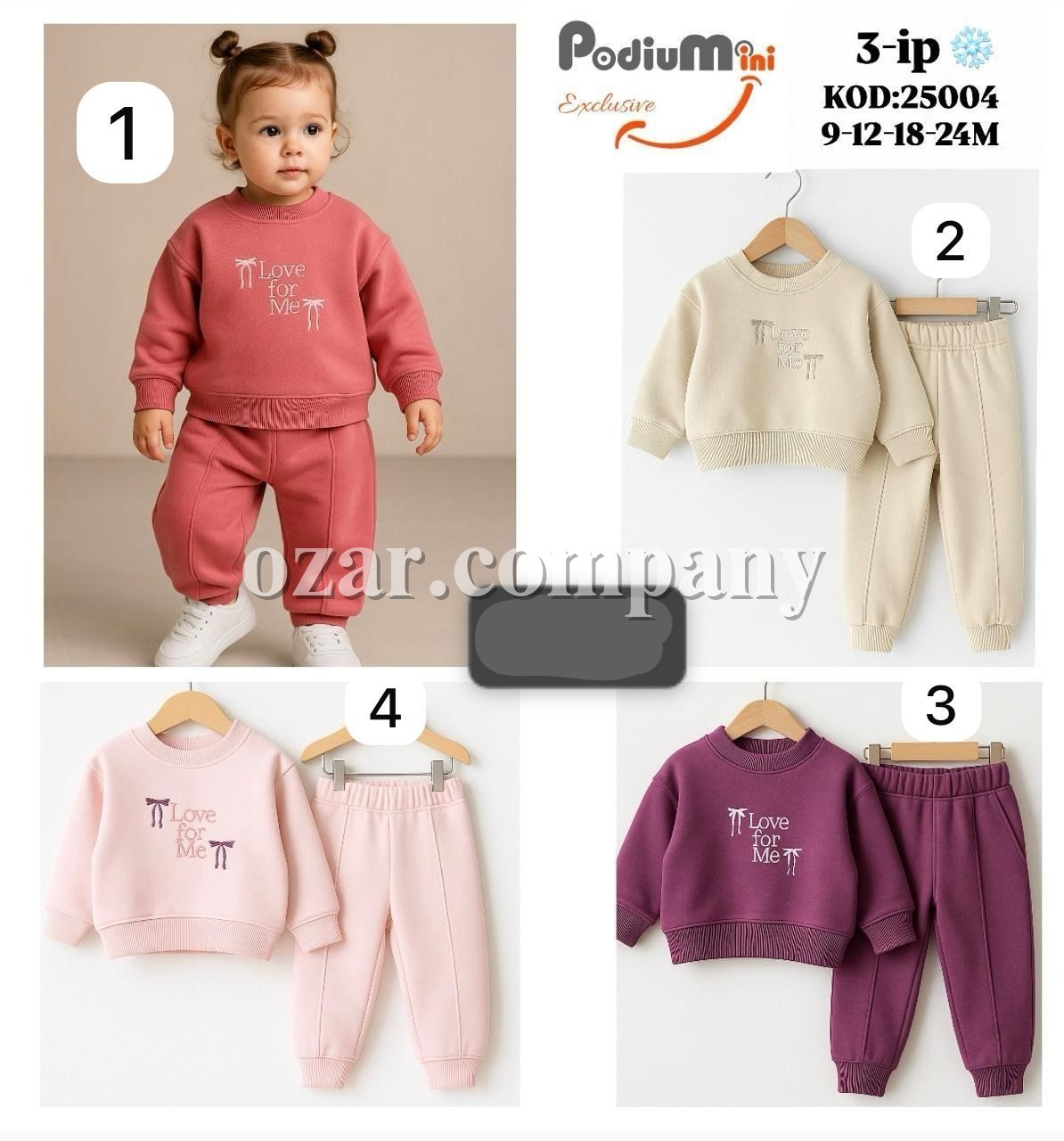 Трикотажный Костюм Тринитка На Флисе Для Девочки PodiuMini (9-12-18-24мес.)