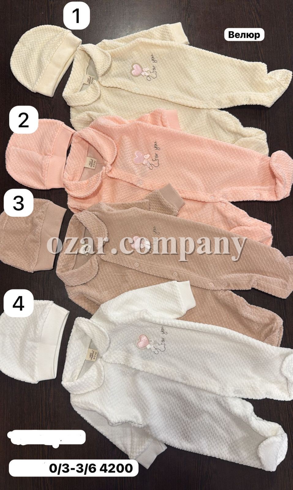 Велюровый Человечек Для Девочки Okyanus (0/3-3/6мес.) 