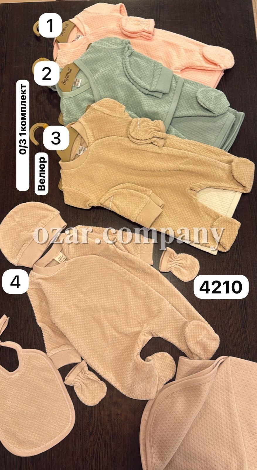Велюровый Комплект Для Новорождённых Okyanus (0-3мес.)