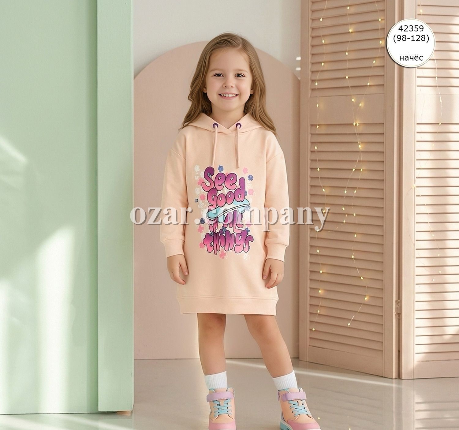 Платье Худи На Флисе Для Девочки Wanex (3-4-5-6-7-8лет) 