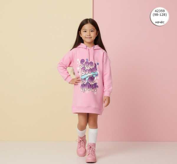 Платье Худи На Флисе Для Девочки Wanex (3-4-5-6-7-8лет) 