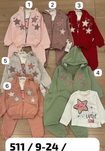 Костюм Тройка Двунитка Для Девочки Mini Clup (9-12-18-24мес.)