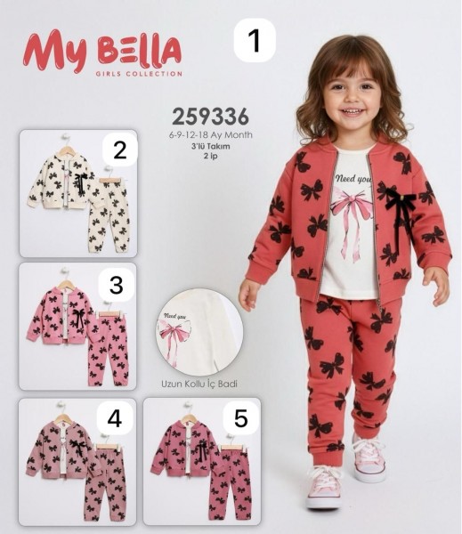 Костюм Тройка Двунитка Для Девочки My Bella (6-9-12-18мес.)