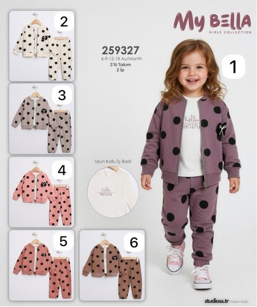 Костюм Тройка Двунитка Для Девочки My Bella (6-9-12-18мес.)