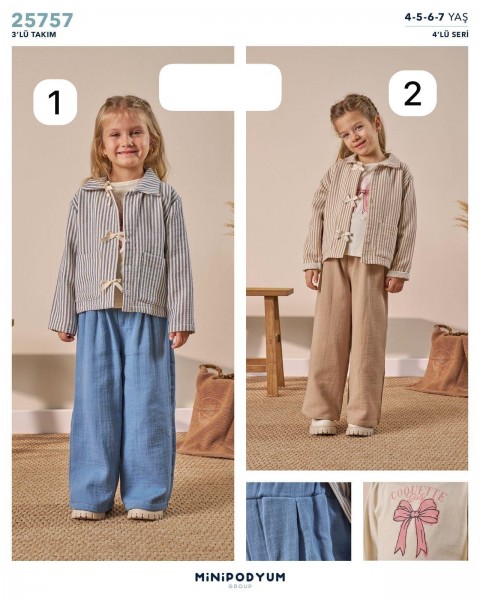 Костюм Тройка Для Девочки Bupper Minipodyum (4-5-6-7лет) 