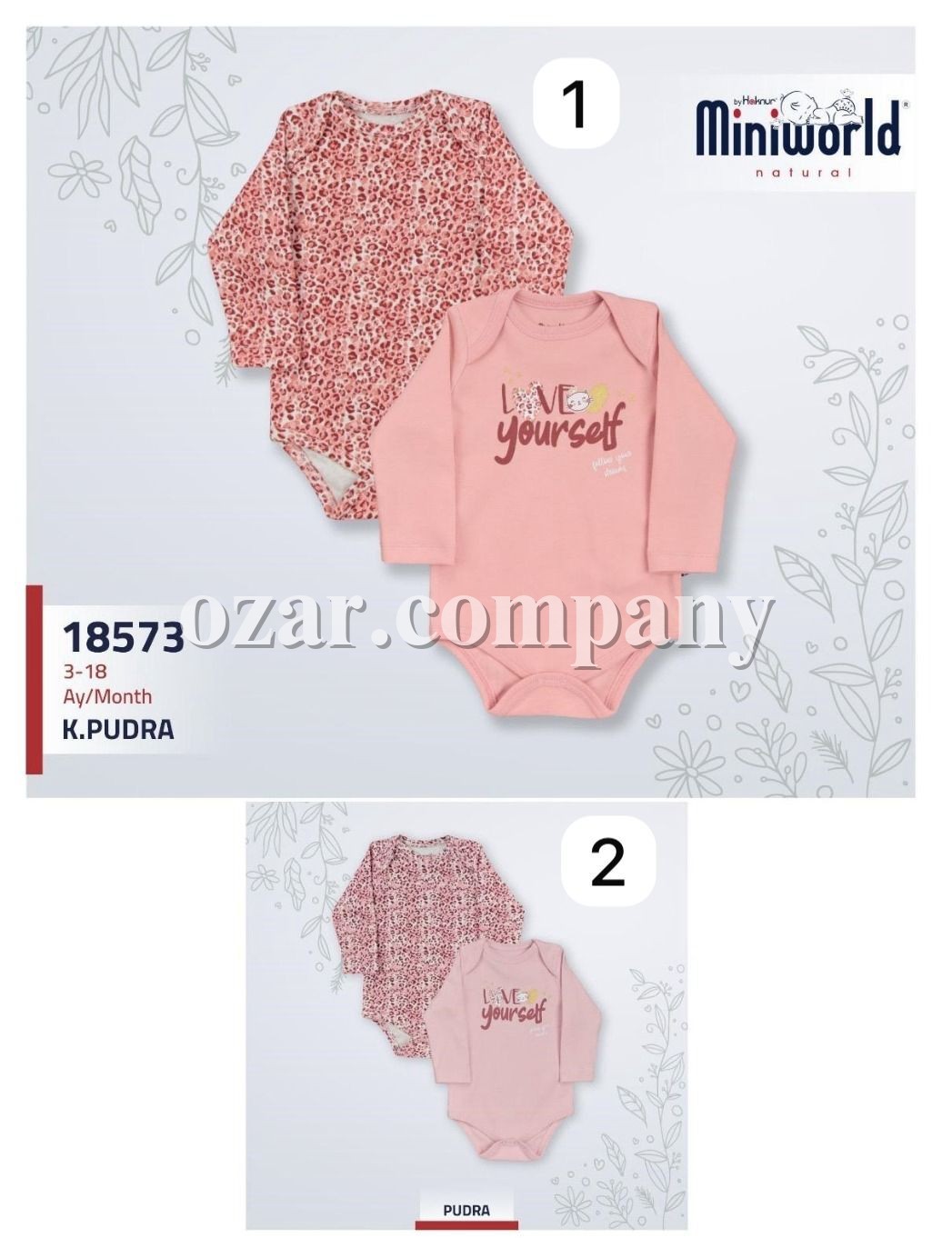 Пара Бодиков Для Девочки Miniworld (3-6/6-9/9-12/12-18мес. по 2шт.)