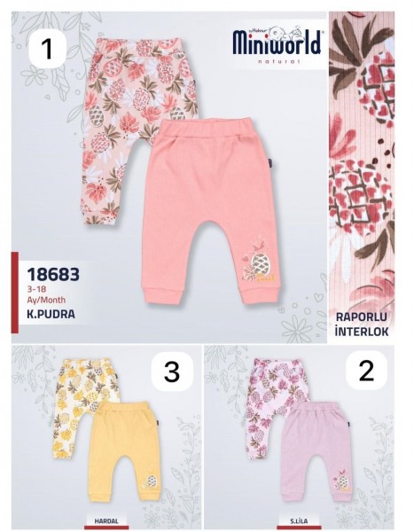Пара Штанишек Для Девочки Miniworld (3-6/6-9/9-12/12-18мес. по 2шт.)