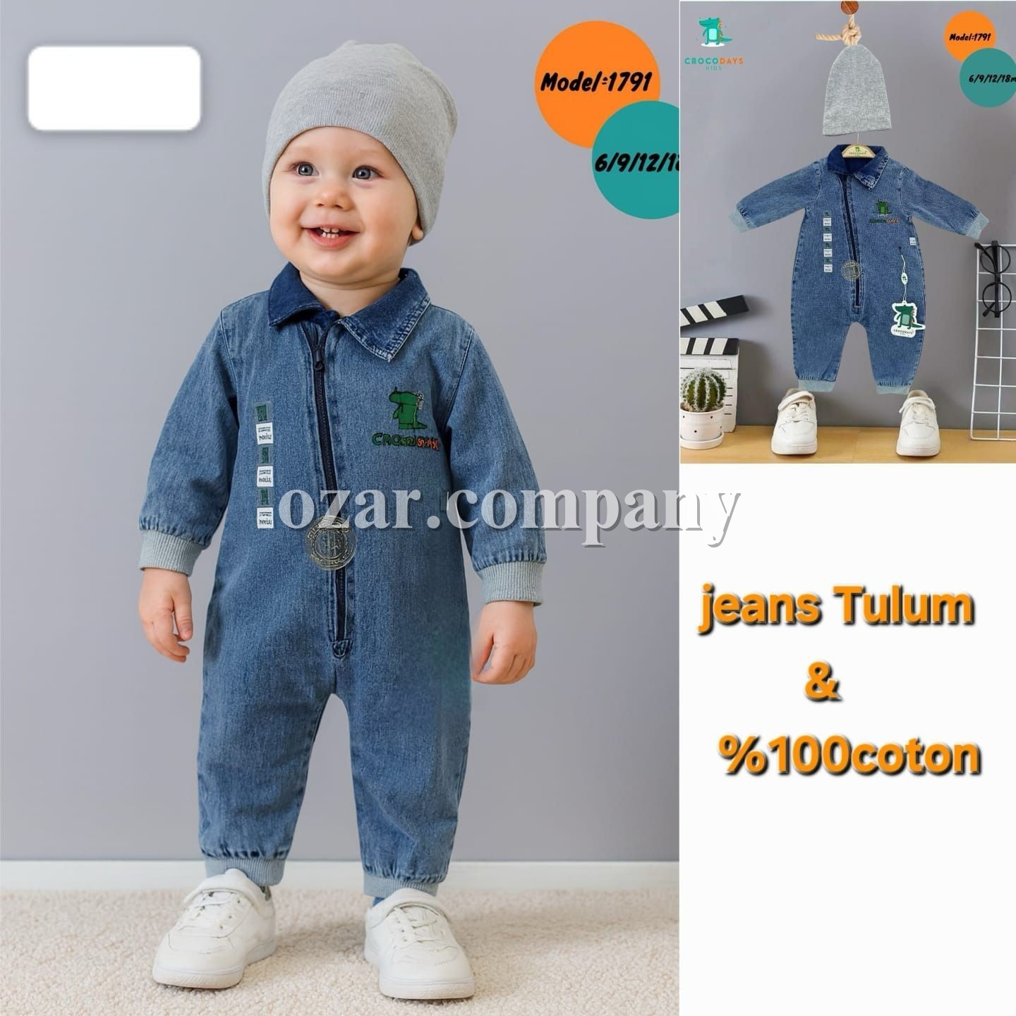 Джинсовый Человечек Для Мальчика Crocodays (6-9-12-18мес.)