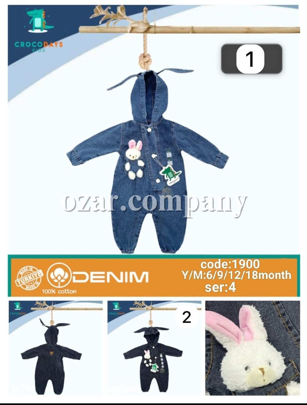 Джинсовый Человечек Для Девочки Crocodays (6-9-12-18мес.)