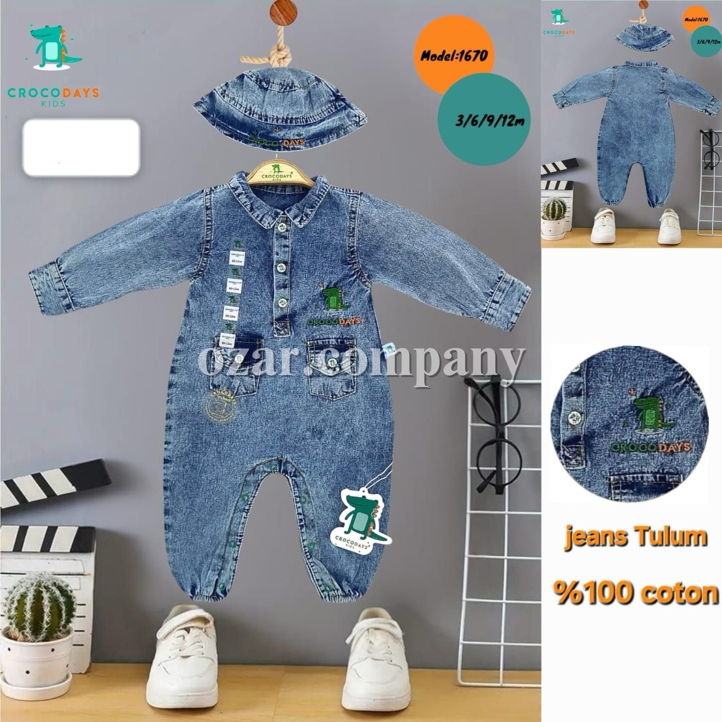 Джинсовый Человечек Для Мальчика Crocodays (3-6-9-12мес.)