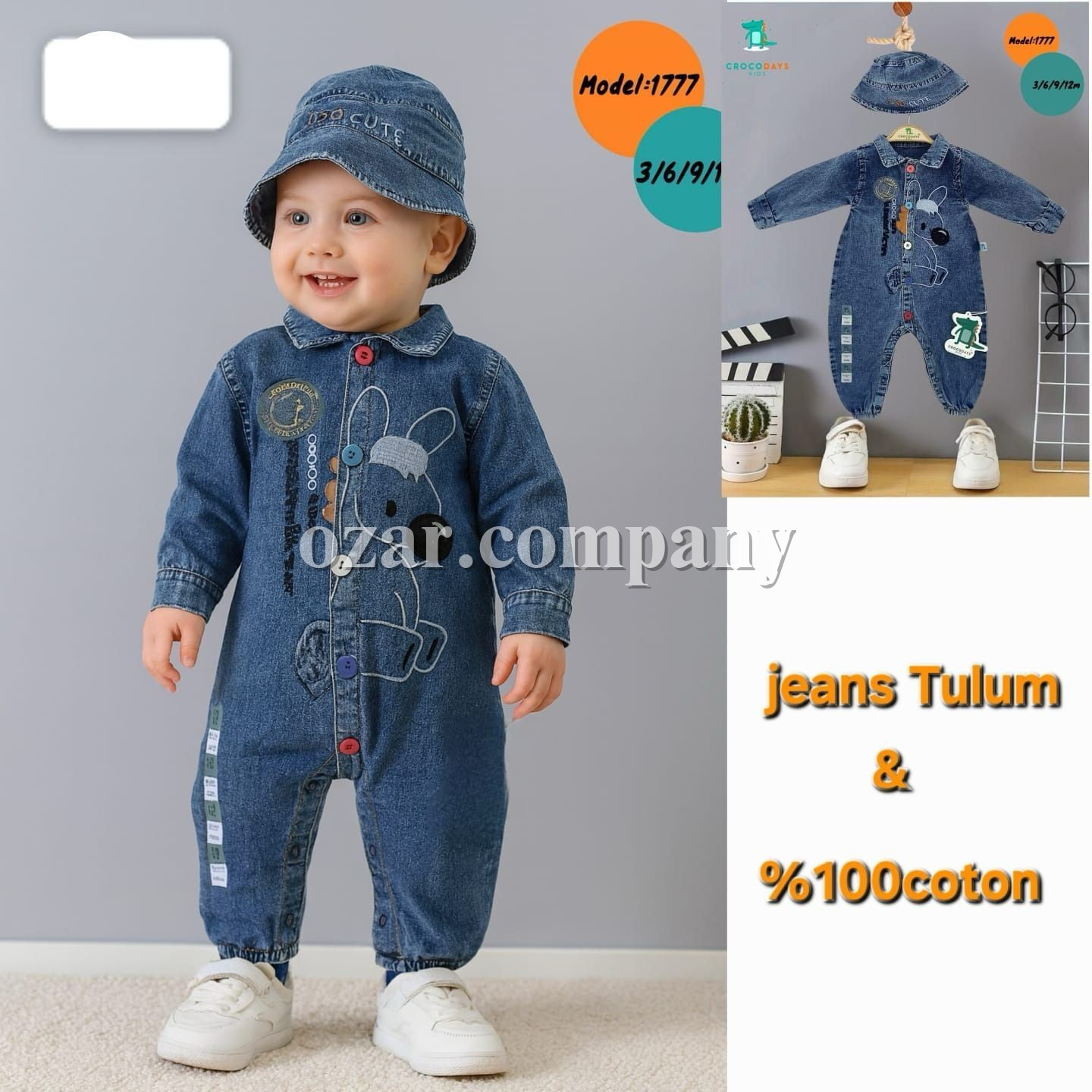 Джинсовый Человечек Для Мальчика Crocodays (3-6-9-12мес.)