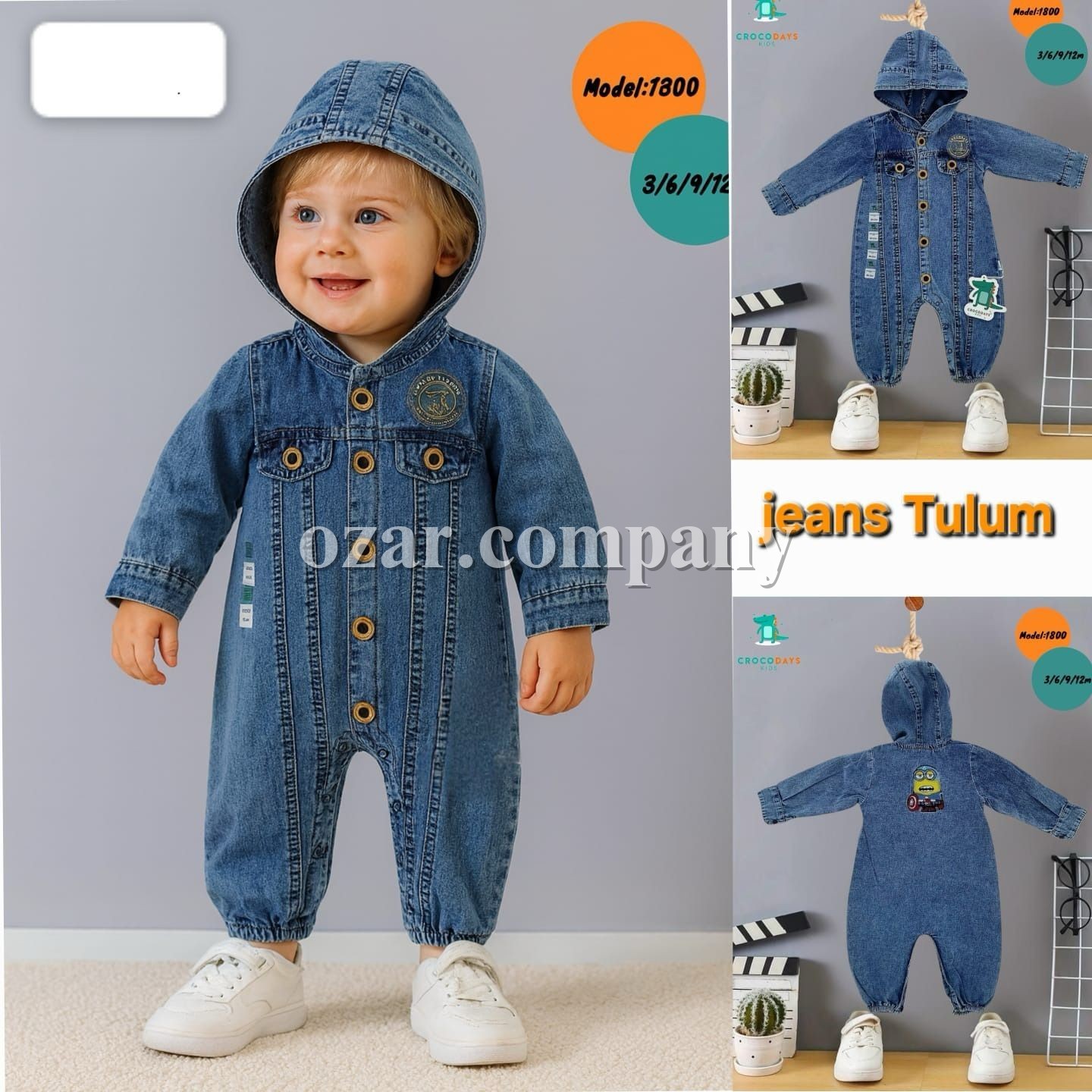 Джинсовый Человечек Для Мальчика Crocodays (3-6-9-12мес.)
