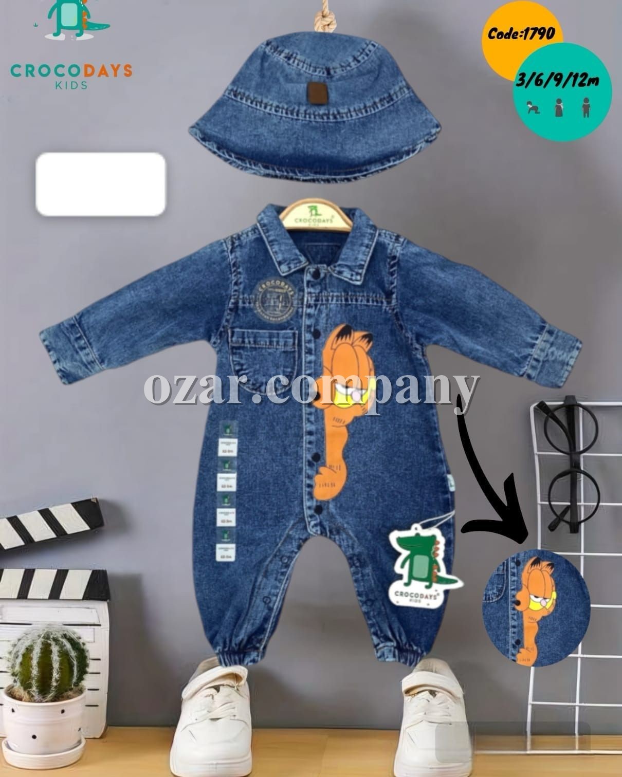 Джинсовый Человечек Для Мальчика Crocodays (3-6-9-12мес.)