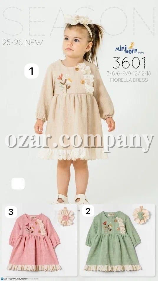 Муслиновое Платье Для Девочки Mini Born (3-6/6-9/9-12/12-18мес.)