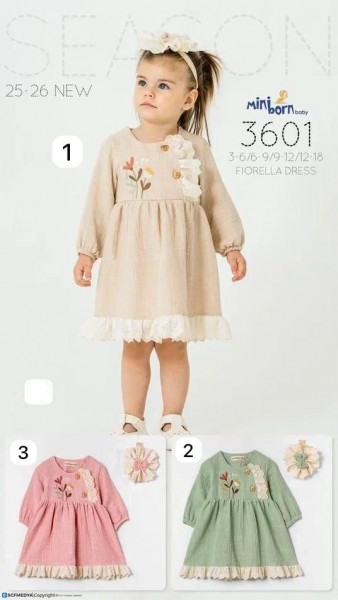 Муслиновое Платье Для Девочки Mini Born (3-6/6-9/9-12/12-18мес.)