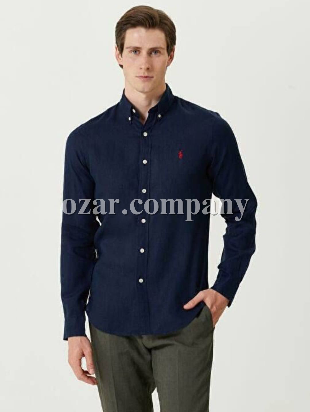 Мужская Льняная Рубашка Polo