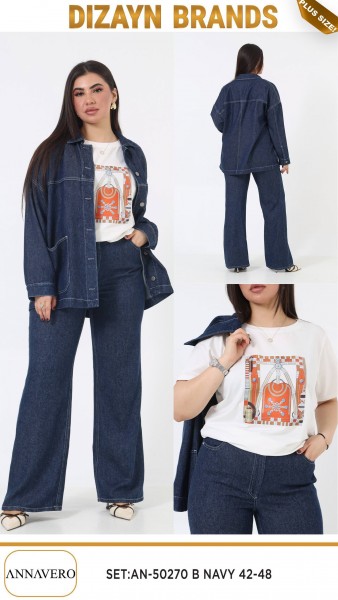 Женский Джинсовый Костюм Dizayn (Большие размеры)