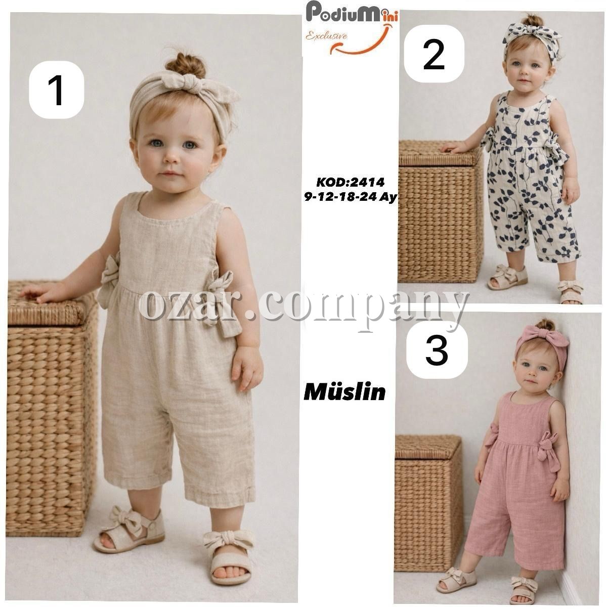 Муслиновый Комбинезон Для Девочки PodiuMini (9-12-18-24мес.)