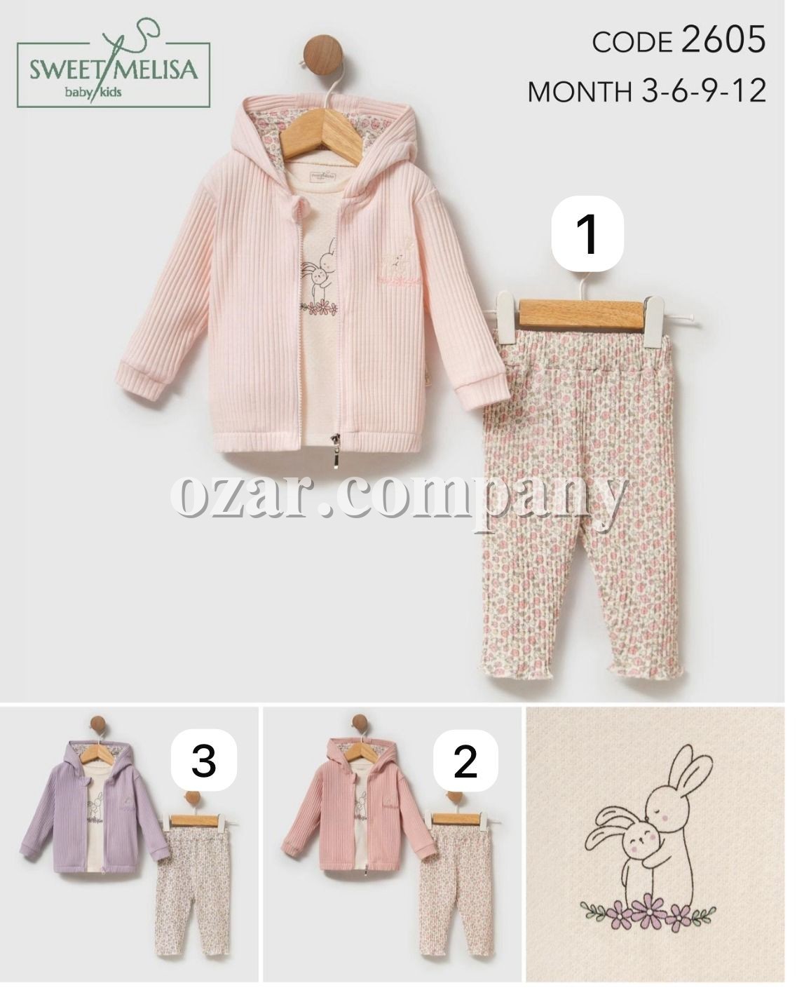 Костюм Тройка Для Девочки Sweet Melisa (3-6-9-12мес.)