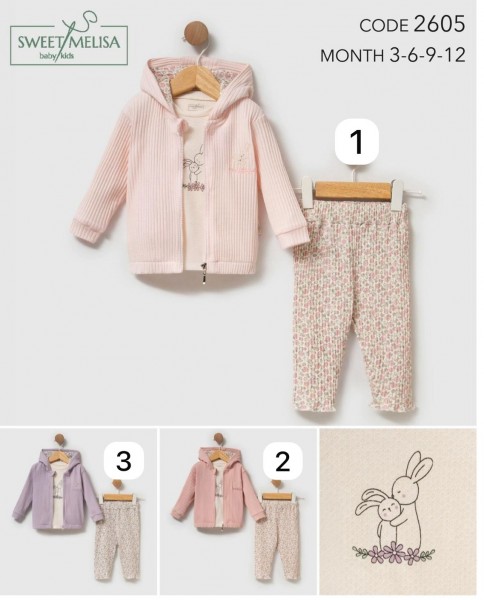 Костюм Тройка Для Девочки Sweet Melisa (3-6-9-12мес.)