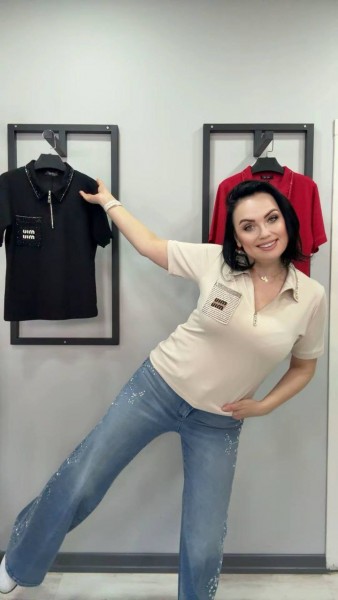 Женская Футболка Polo Miu Miu(Большие размеры) 