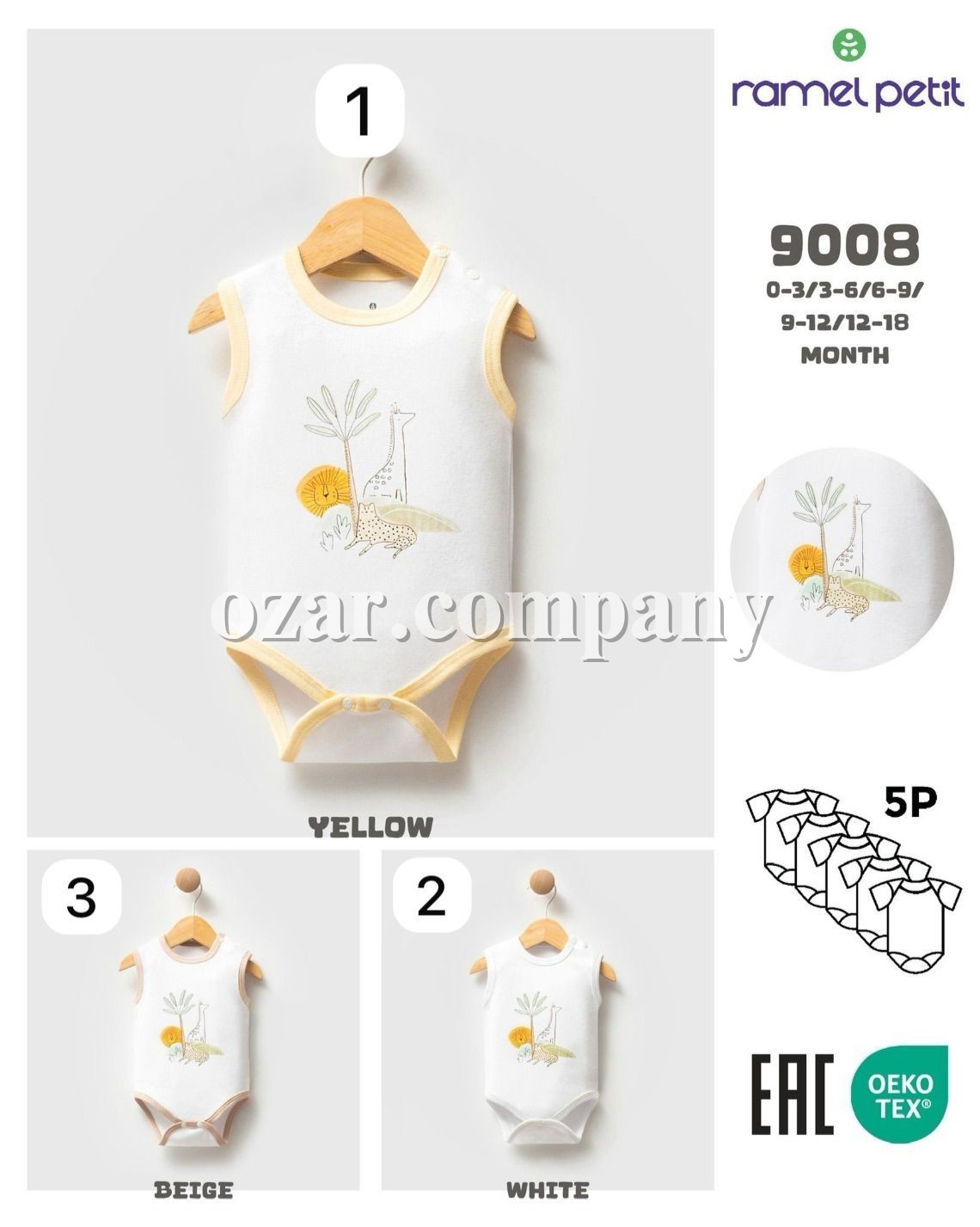 Бодик Для Новорождённых Ramel (0-3/3-6/6-9/9-12/12-18мес.)