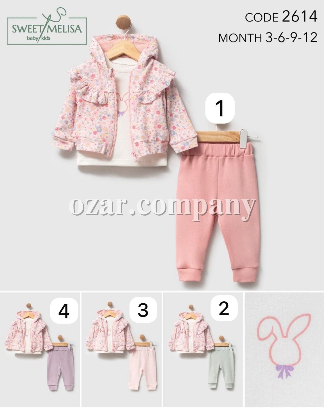 Костюм Тройка Для Девочки Sweet Melisa (3-6-9-12мес.)