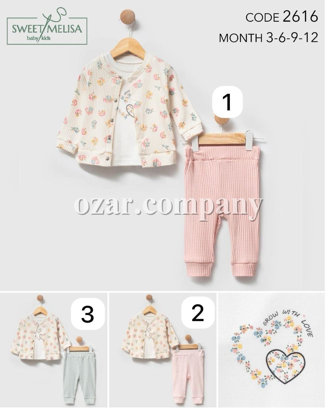 Костюм Тройка Для Девочки Sweet Melisa (3-6-9-12мес.)