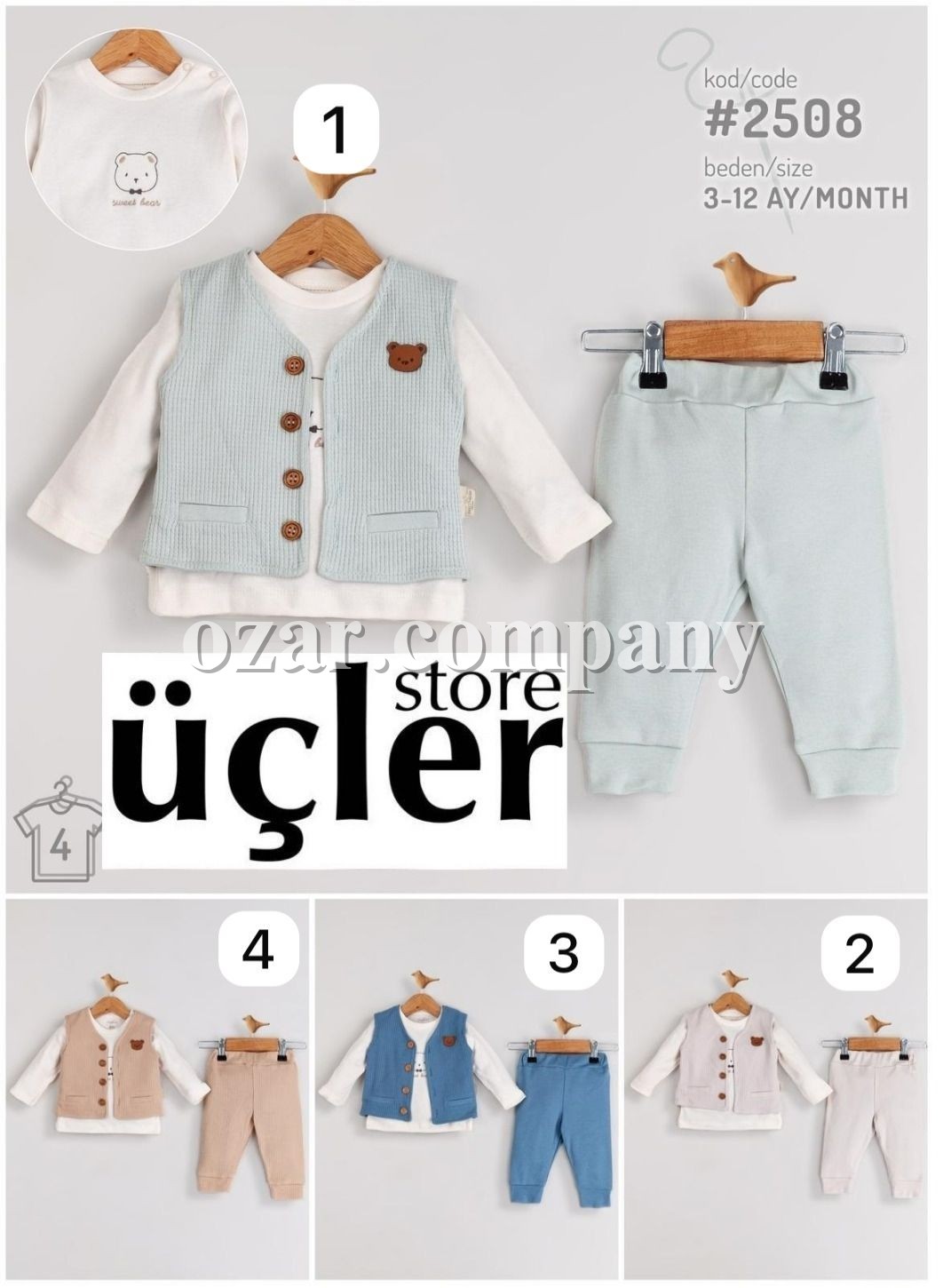 Костюм Тройка Для Мальчика Sweet Melisa (3-6-9-12мес.)