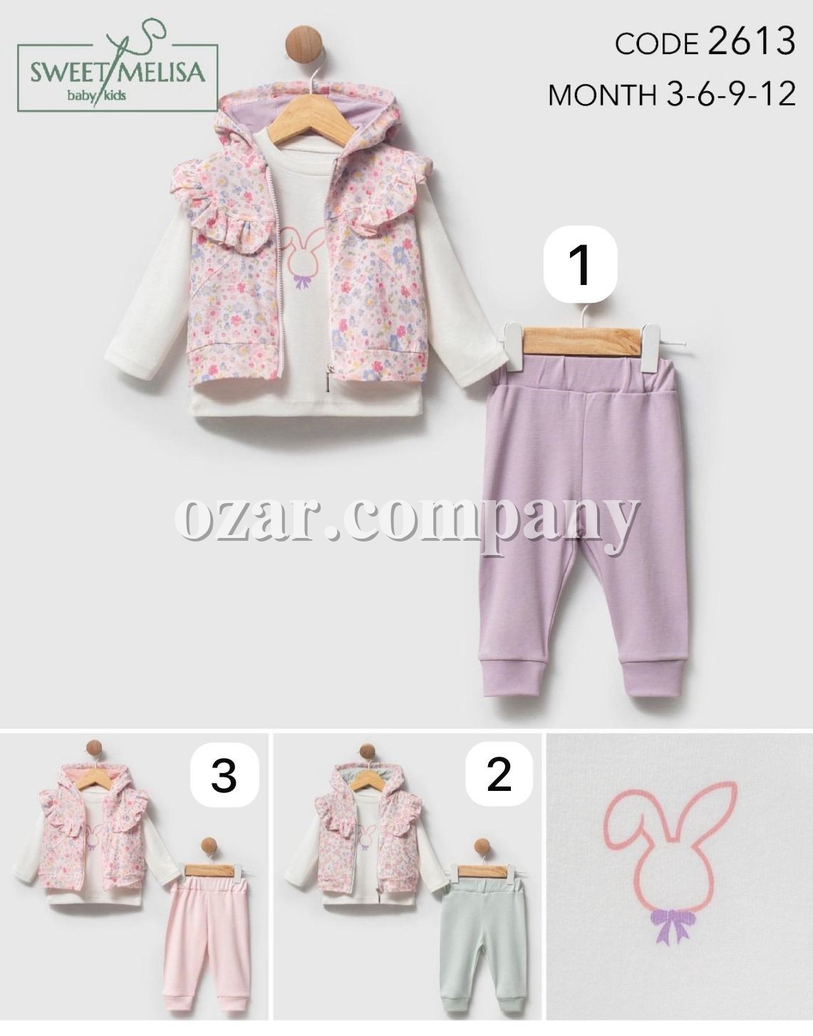 Костюм Тройка Для Девочки Sweet Melisa (3-6-9-12мес.)