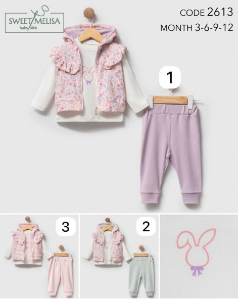 Костюм Тройка Для Девочки Sweet Melisa (3-6-9-12мес.)