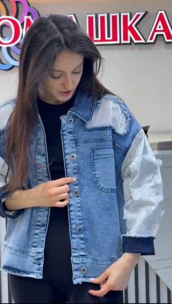 Женская Джинсовая Курточка (Большие размеры) 