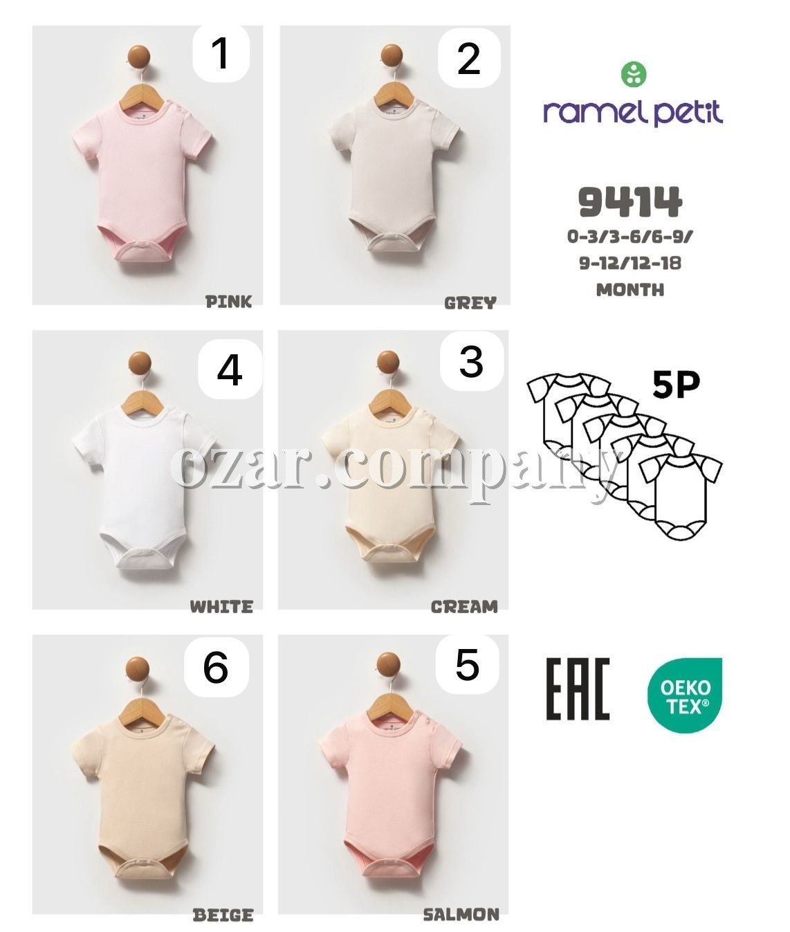 Бодик Для Новорождённых Ramel (0-3/3-6/6-9/9-12/12-18мес.)