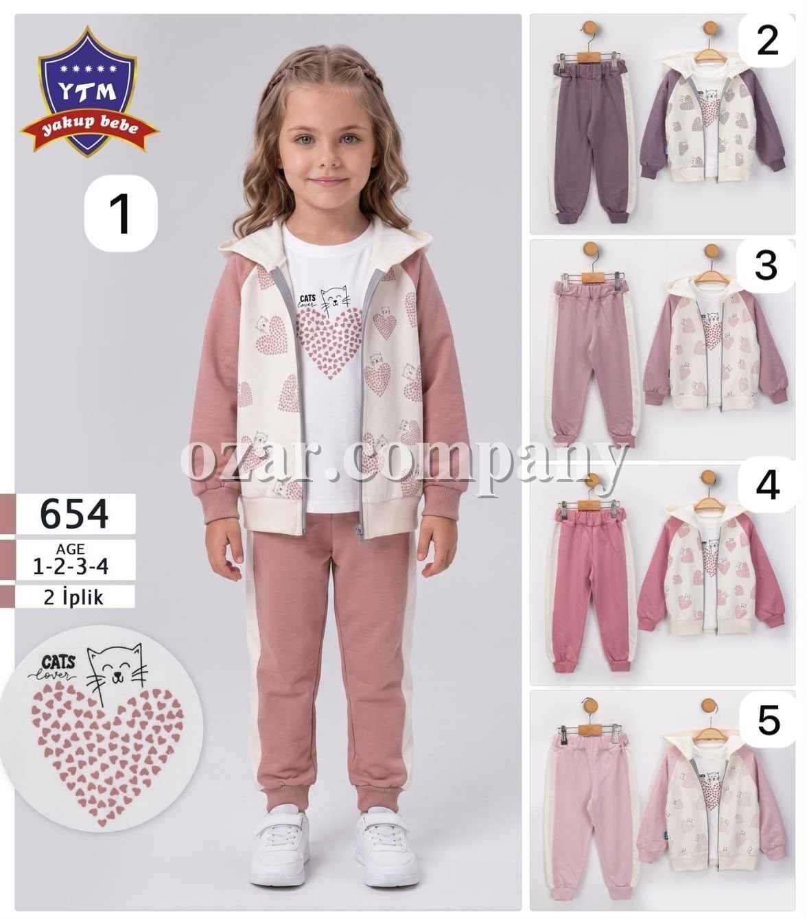 Костюм Тройка Двунитка Для Девочки YTM (1-2-3-4лет) 