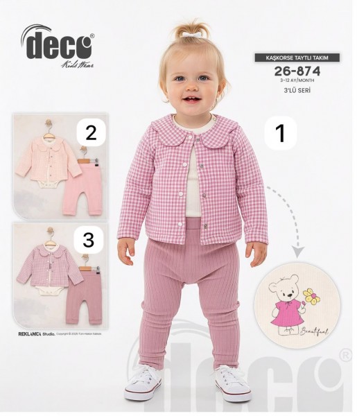 Костюм Тройка Для Девочки Deco (3-6/6-9/9-12мес.)